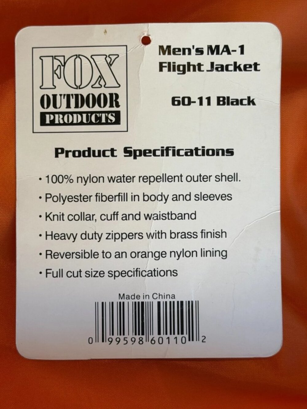 Fox Outdoor MA-1 Flight Jacket Mens 3XL Reversible Bomber - Picture 14 of 14